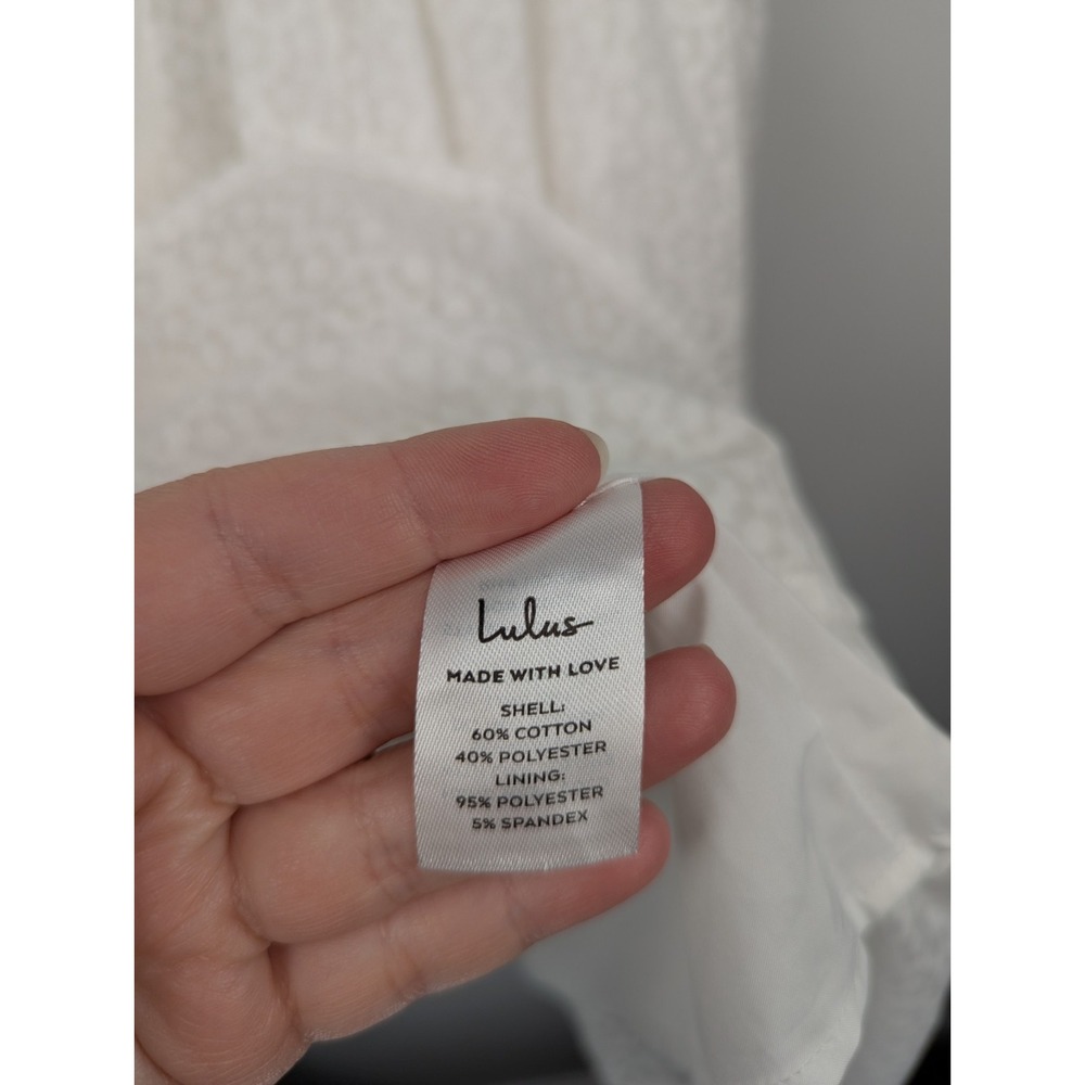 Lulus Tiers To Me White Puff Sleeve Tiered Dress Mini Skater M Off‎ The Shoulder - Picture 8 of 13